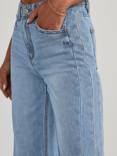 BEAUTIFUL I AM Raw Hem Wide Leg Jeans with Pockets