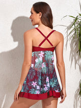 BEAUTIFUL I AM Crisscross Printed Plunge Wide Strap Two-Piece Swim Set