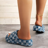 BEAUTIFUL I AM Plaid PU Leather Platform Sandals Shoes