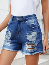 BEAUTIFUL I AM Distressed Raw Hem Denim Shorts