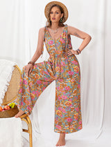 BEAUTIFUL I AM Plus Size Printed Wide Leg Sleeveless Pants Jumpsuit