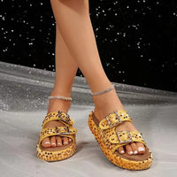 BEAUTIFUL I AM Sequin Trim Open Toe Sandals Shoes