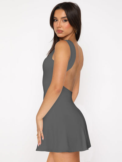 BEAUTIFUL I AM Backless Wide Strap Mini Dress