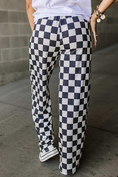 BEAUTIFUL I AM Checkered Wide Leg Pants