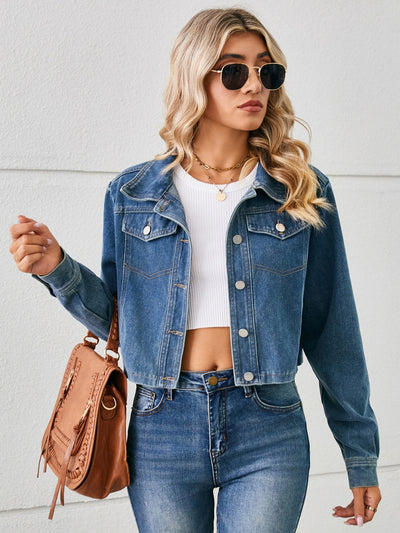 BEAUTIFUL I AM Button Up Long Sleeve Denim Jacket