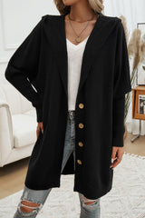 BEAUTIFUL I AM Button Up Long Sleeve Hooded Cardigan