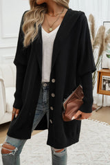 BEAUTIFUL I AM Button Up Long Sleeve Hooded Cardigan