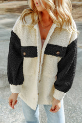 BEAUTIFUL I AM Contrast Button Down Sherpa Jacket