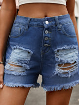 BEAUTIFUL I AM Distressed Raw Hem Denim Shorts