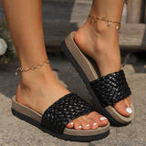 BEAUTIFUL I AM PU Leather Woven Platform Sandals Shoes