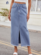 BEAUTIFUL I AM Slit Asymmetrical Waist Denim Skirt Dress