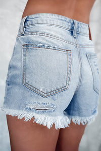 BEAUTIFUL I AM Distressed Raw Hem Denim Shorts