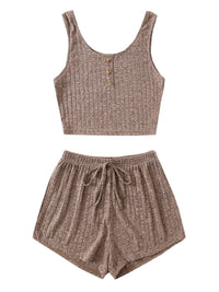 BEAUTIFUL I AM Scoop Neck Top and Lounge Shorts Set