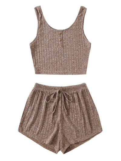 BEAUTIFUL I AM Scoop Neck Top and Lounge Shorts Set