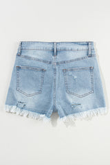 BEAUTIFUL I AM Distressed Raw Hem Denim Shorts