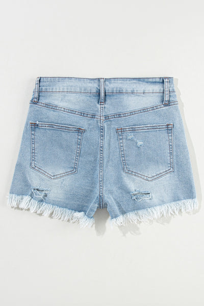 BEAUTIFUL I AM Distressed Raw Hem Denim Shorts