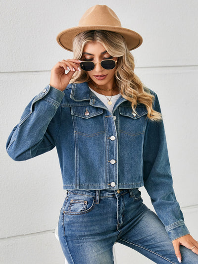 BEAUTIFUL I AM Button Up Long Sleeve Denim Jacket