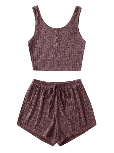 BEAUTIFUL I AM Scoop Neck Top and Lounge Shorts Set