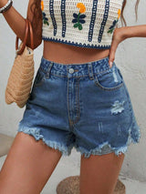 BEAUTIFUL I AM Distressed Raw Hem Denim Shorts