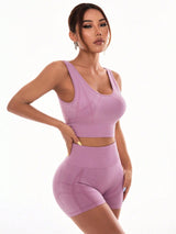 BEAUTIFUL I AM Scoop Neck Wide Strap Top and Shorts Active Wear Set