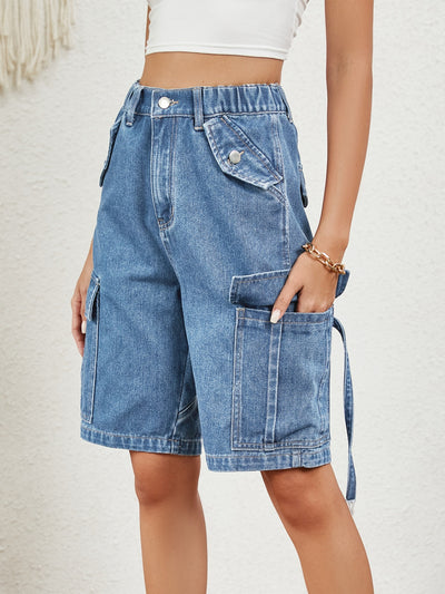 BEAUTIFUL I AM High Waist Denim Shorts with Pockets