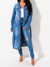 BEAUTIFUL I AM Long Sleeve Raw Hem Denim Jacket