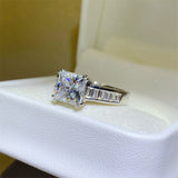 BEAUTIFUL I AM 3 Carat Moissanite Jewelry 925 Sterling Silver Square Shape Ring