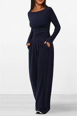 BEAUTIFUL I AM Round Neck Long Sleeve Top and Pants Set