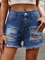 BEAUTIFUL I AM Distressed Raw Hem Denim Shorts