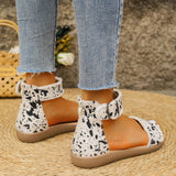 BEAUTIFUL I AM Animal Print Open Toe Sandals Shoes