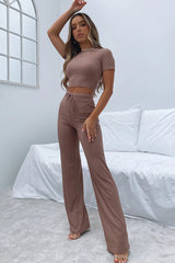 BEAUTIFUL I AM Round Neck Short Sleeve Top and Pants Set