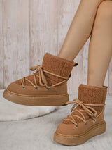 BEAUTIFUL I AM Lace-Up Round Toe Platform Boots Shoes