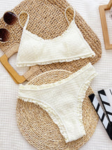 BEAUTIFUL I AM Frill Textured Spaghetti Strap Two-Piece Swim Set