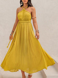 BEAUTIFUL I AM Swiss Dot Backless Sleeveless Maxi Dress