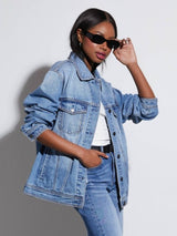 BEAUTIFUL I AM Button Up Collared Neck Denim Jacket