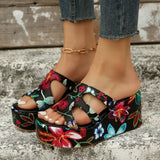 BEAUTIFUL I AM Cutout Floral Peep Toe Sandals Shoes