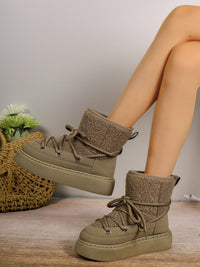 BEAUTIFUL I AM Lace-Up Round Toe Platform Boots Shoes