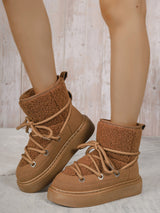 BEAUTIFUL I AM Lace-Up Round Toe Platform Boots Shoes