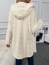 BEAUTIFUL I AM Fuzzy Button Down Hooded Coat Jacket