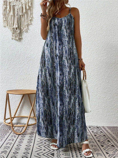 BEAUTIFUL I AM Full Size Printed Scoop Neck Maxi Cami Dress