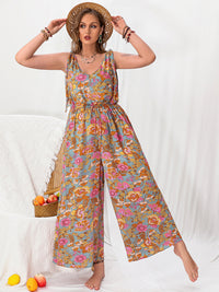 BEAUTIFUL I AM Plus Size Printed Wide Leg Sleeveless Pants Jumpsuit