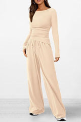 BEAUTIFUL I AM Round Neck Long Sleeve Top and Pants Set