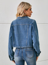 BEAUTIFUL I AM Button Up Long Sleeve Denim Jacket