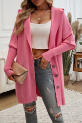 BEAUTIFUL I AM Button Up Long Sleeve Hooded Cardigan