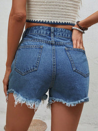 BEAUTIFUL I AM Distressed Raw Hem Denim Shorts