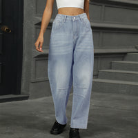 BEAUTIFUL I AM Half Elastic Waist Straight Leg Jeans