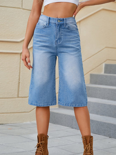 BEAUTIFUL I AM High Waist Denim Shorts with Pockets