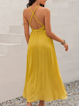 BEAUTIFUL I AM Swiss Dot Backless Sleeveless Maxi Dress