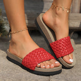 BEAUTIFUL I AM PU Leather Woven Platform Sandals Shoes