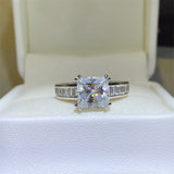 BEAUTIFUL I AM 3 Carat Moissanite Jewelry 925 Sterling Silver Square Shape Ring